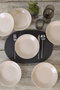 Hermia Juego de 6 Platos de Gres Cerámico Crema 21 cm